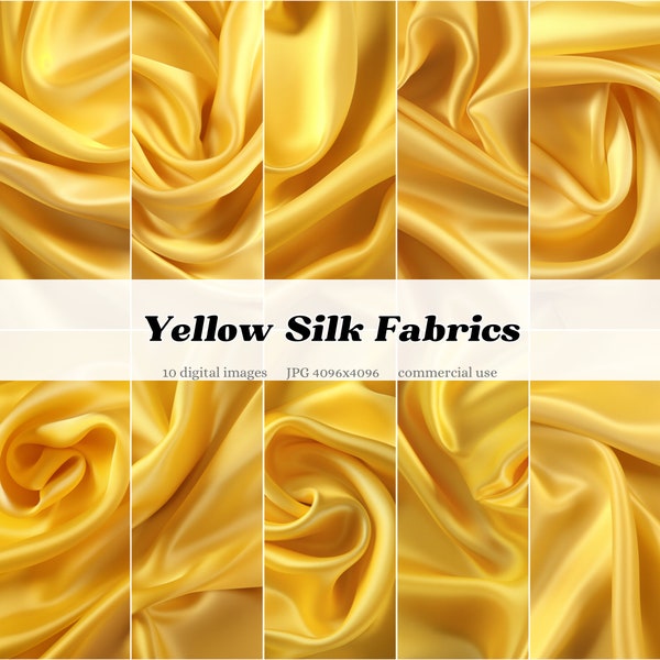 Yellow Silk Fabrics Textures | Bright Sunny | Digital Overlay Clipart Printable Journal Scrapbook Background Luxury Art | commercial use