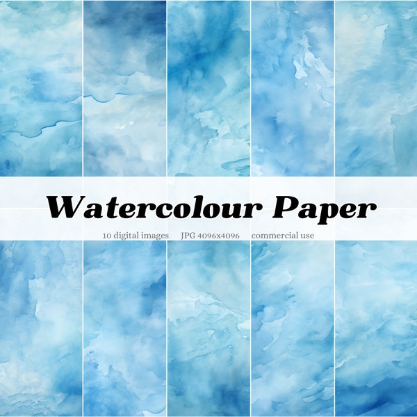Blue Watercolour Paper Textures Digital Paper Overlay Clipart Backgrounds | pastel bright neon dark tone | instant download | commercial use