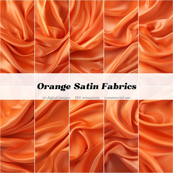 Orange Satin Fabrics Texture | Digital Overlay Clipart Printable Journal Scrapbook Background Luxury Art | commercial use