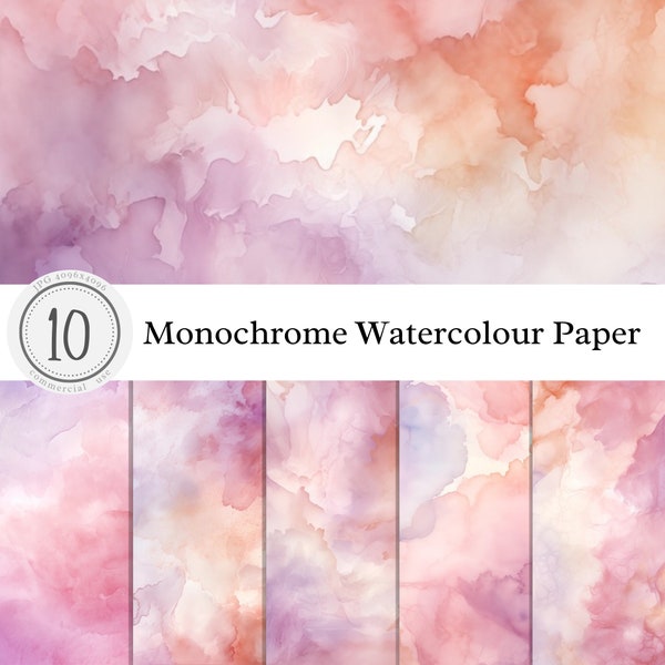 Red Monochrome Watercolour Paper Textures | Watercolour Pastel Light Dark Digital Download Print Overlay Clipart Background | commercial use