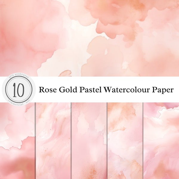 Rose Gold Metallic Pastel Watercolour Paper Texture | Digital Overlay Clipart Background Print Art | pastel light bright | commercial use