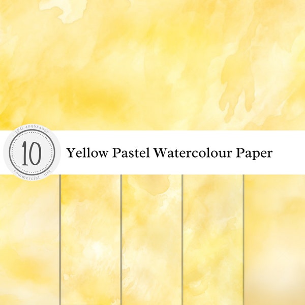 Yellow Pastel Watercolour Paper Texture | Digital Overlay Clipart Background Print Art | pastel light bright | commercial use