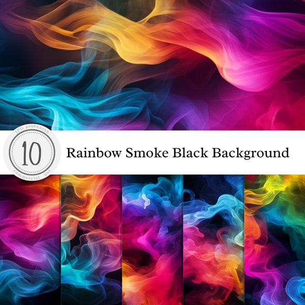 Rainbow Smoke Black Background Digital Paper | Red Blue Yellow | JPG Textures Scrapbook Journal Printable | Instant download Commercial use