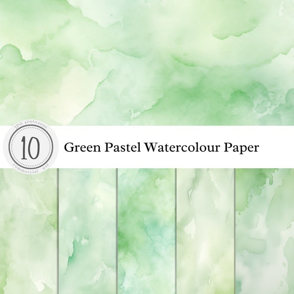 Green Pastel Watercolour Paper Texture | Digital Overlay Clipart Background Print Art | pastel light bright | commercial use