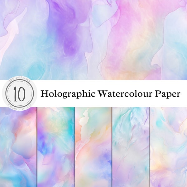 Holographic Watercolour Paper Textures | Watercolour Pastel Light Dark | Digital Download Print Overlay Clipart Backgrounds | commercial use