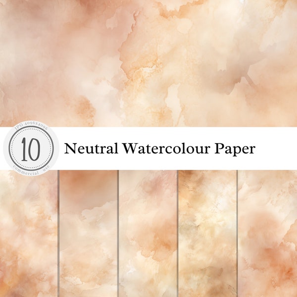 Neutral Watercolour Paper Textures | Watercolour Pastel Light Dark | Digital Download Print Overlay Clipart Backgrounds | commercial use