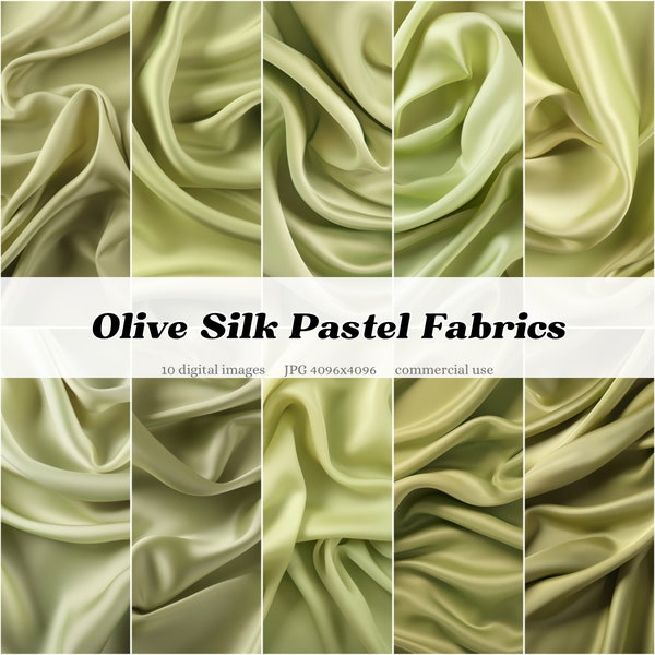 Olive Silk Pastel Fabrics Textures | Green | Digital Overlay Clipart Printable Journal Scrapbook Background Luxury Art | commercial use