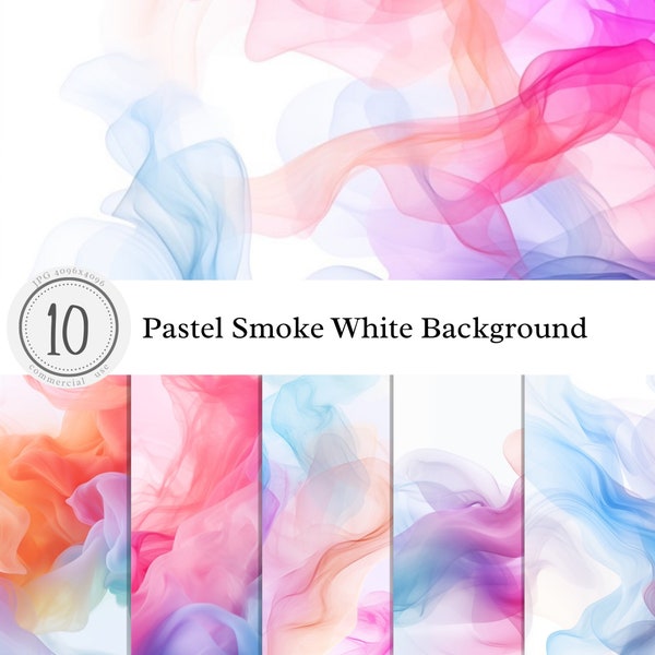 Pastel Smoke White Background Digital Paper | Pink Blue Orange |  JPG Textures Scrapbook Journal Printable | Instant download Commercial use