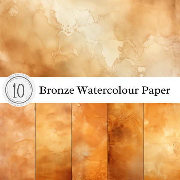 Bronze Metal Watercolour Paper Textures | Watercolour Pastel Light Dark | Digital Download Print Overlay Clipart Background | commercial use