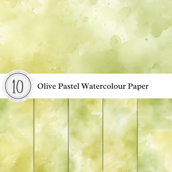 Olive Green Pastel Watercolour Paper Texture | Digital Overlay Clipart Background Print Art | pastel light bright | commercial use