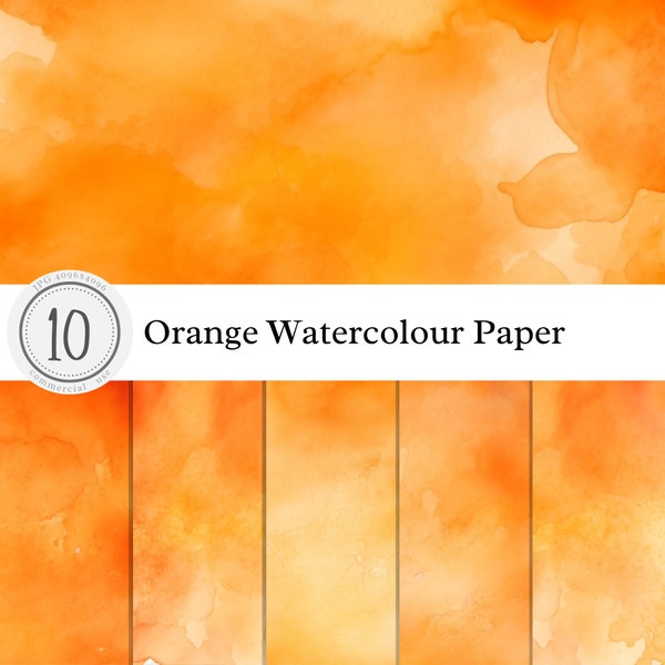 Orange Watercolour Paper Textures | Watercolour Pastel Light Dark | Digital Download Print Overlay Clipart Backgrounds | commercial use