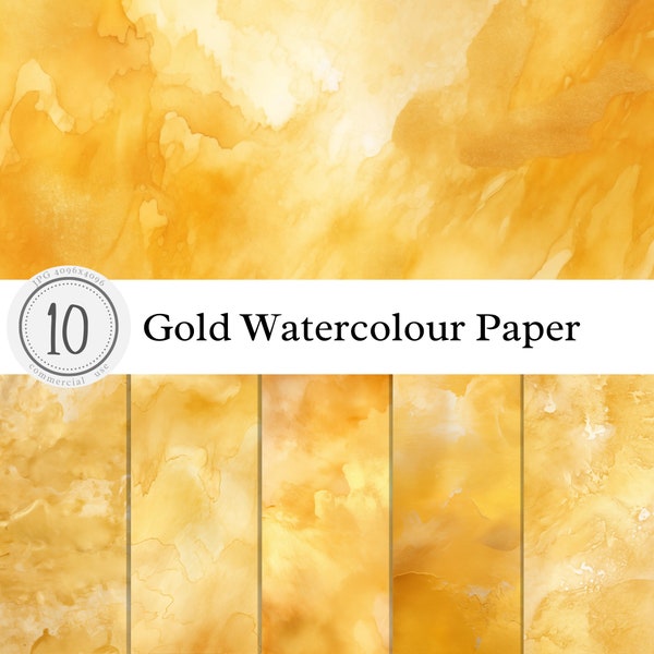 Gold Metal Watercolour Paper Textures | Watercolour Pastel Light Dark | Digital Download Print Overlay Clipart Backgrounds | commercial use