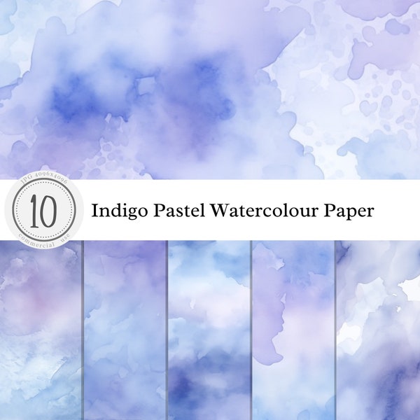 Indigo Pastel Watercolour Paper Texture | Blue Purple | Digital Overlay Clipart Background Print Art | pastel light bright | commercial use