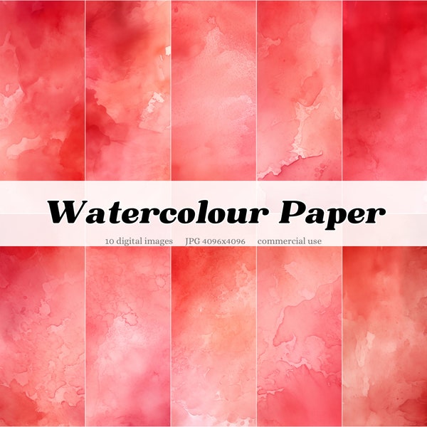Red Watercolour Paper Textures Digital Paper Overlay Clipart Backgrounds | pastel bright neon dark tones | instant download | commercial use