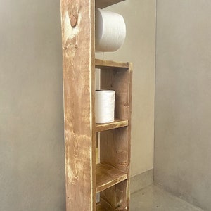 Porta rotolo di carta igienica in legno rustico: portaoggetti per il bagno e organizer per fazzoletti