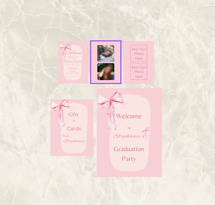 Pink Bow Graduation Invitations/announcements, Graduation Welcome Sign ...