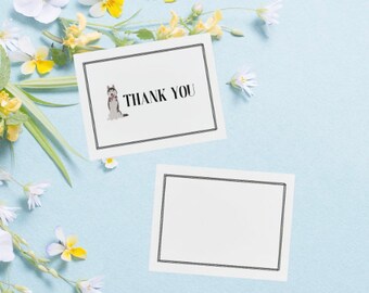 Tarjeta de agradecimiento de perro Husky - Descarga instantánea