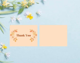 Retro Floral Thank You Card - Instant Download