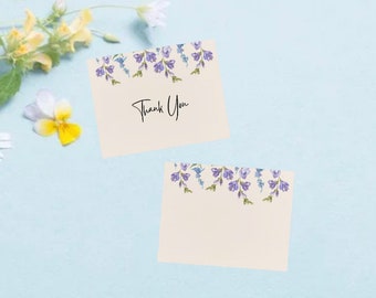 Purple and Blue Wildflower Thank You Card - Instant Download