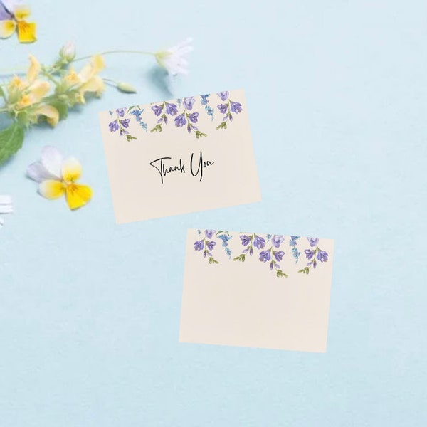 Purple and Blue Wildflower Thank You Card - Instant Download