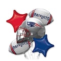 New England Patriots 5pc Balloon Bouquet Licensed Football Helmet & Star Balloons Pack