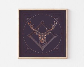 Geometrische Hirsch Illustration: Minimalistische Hirsch Illustration (Digitaler Download)