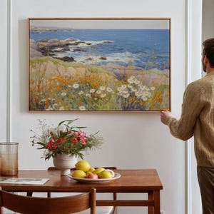 Vintage Wildflower Field Painting: Coastal Spring Art Print (Digital Download)