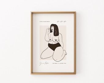Body Positive Woman Art Print: Feminist Empowerment (Digital Download)