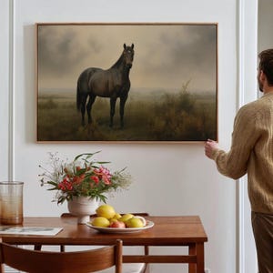 Vintage Horse Oil Painting: Equestrian Landscape Art (Digital Download)
