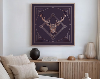 Geometric Deer Art Print: Minimalist Stag Illustration (Digital Download)