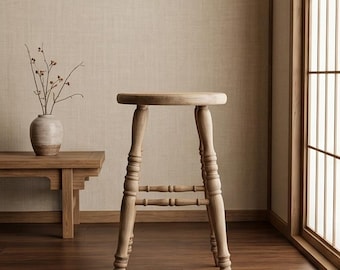 Solid Wood Farmhouse Bar Stool 24 Inch | Counter Height Kitchen Island Stool
