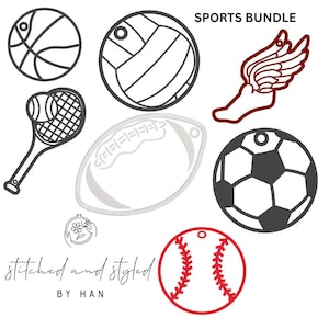 ITH Sports Embroidery Design Bundle: Bag Tags (4, 5, 7 inch) - Instant Download