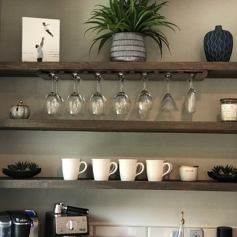 Wooden Under Counter Wine Glass Rack 36 Inches Long Etsy