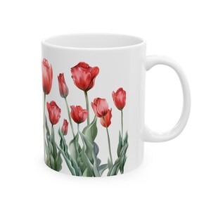 Red Tulip Ceramic Mug, 11oz zdjęcie 4