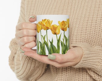 Yellow Tulip Ceramic Mug, 11oz