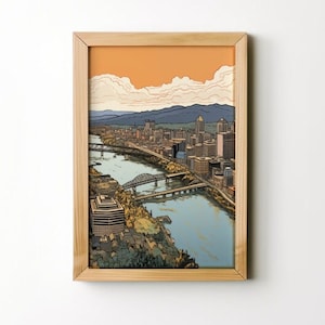 Portland City Print Portland Cityscape Portland Skyline Pacific Northwest Portland OR Fine Art Digital Download Willamette River