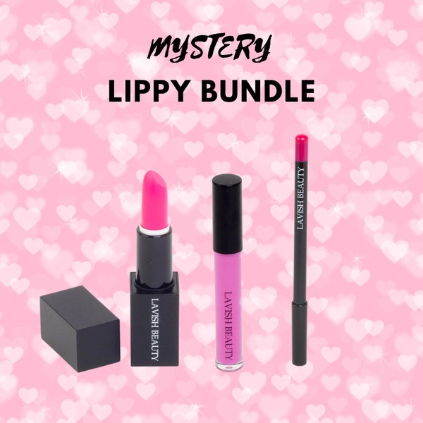 3 Lip Bundle, Lip Oil, Lipstick, Lip Liner, Mystery Lip Makeup