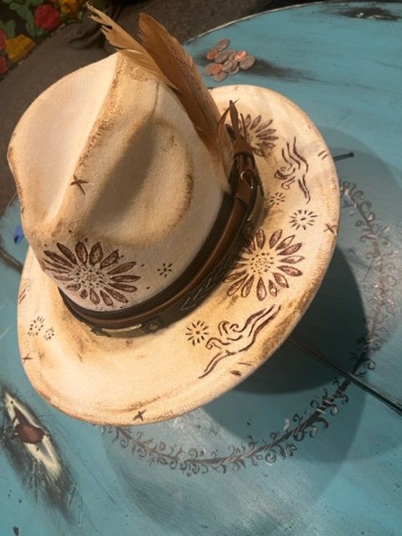 Custom adjustable felt hat Cowgirl Hat With Drawstring Wide Brim Felt Cowboy Hat  main image 3