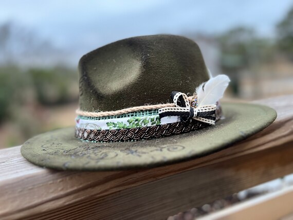 Handburned custom Women\'s felt hat Outlaw Women Custom Burned Hat. - Etsy main image 4