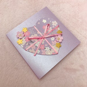 Carte de voeux de luxe faite main de fleurs de cerisier sakura lilas x lilas
