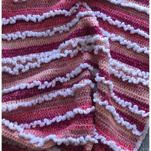 Pink Ruffled Baby Blanket, Crochet Blanket, Baby Girl Blanket, Handmade Baby Blanket Crochet, Baby Afghan, Knit Baby Blanket, Pink Blanket