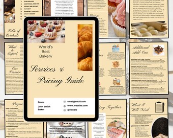 Sweet Indulgence Vintage Bakery Services & Pricing Guide Canva Template