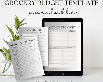 Grocery List Printable Template, Grocery Planner, Budget Shopping List, Instant Download PDF