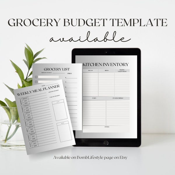 Grocery List Printable Template, Grocery Planner, Budget Shopping List, Instant Download PDF