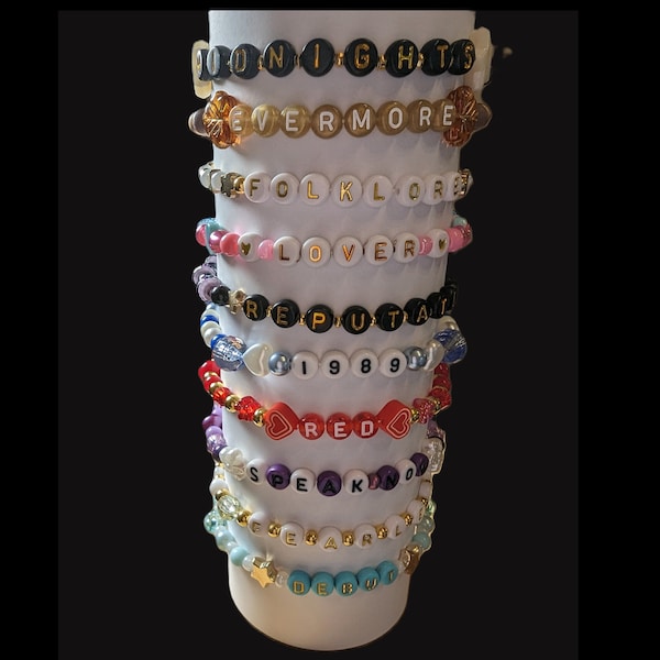 Set of 10 bracelets to trade -Bracelet lot or bundle Taylor Swift Era's Tour Cute Friendship Beaded Stretchy Handmade Bracelets