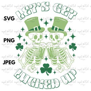 Jour de la Saint-Patrick en téléchargement numérique PNG, SVG, JPEG de squelettes trinquant des bières Fun Party Decor/Cadeau pour une célébration irlandaise Laisse tomber