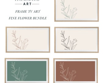 Fine Flowers Bundle Frame TV Digital Art File; Black, Green, Rust Images