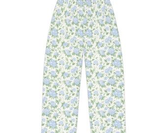 Pantalones de pijama de mujer Hydrangea, pijamas Hydrangea, pijamas florales, pijamas de dama de honor, regalo para dama de honor, estética grandmillenial