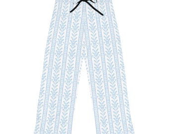 Pantalones de pijama de mujer azules y blancos, pijamas preppy, pijamas de dama de honor, regalo de dama de honor, regalo para dama de honor, regalo para mamá, día de la madre