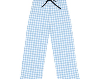 Pantalones de pijama de mujer azules y blancos, pijamas preppy, pijamas de dama de honor, regalo de dama de honor, regalo para dama de honor, regalo para mamá, día de la madre